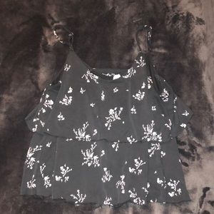 Floral navy blue tank top
